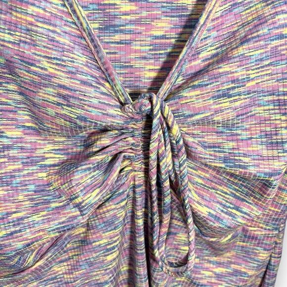 Lisa Says Gah 90s Lotta Dress Berry Pink Bodycon Short Long Sleeve V-Neck XL - Picture 6 of 9